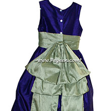 Deep Plum and Celedon Green flower girl dresses Style 345 by Pegeen