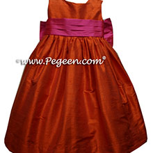 orange and shocking pink toddler flower girl dresses