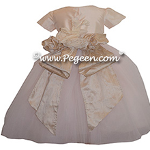 Champagne Pink and Toffee ballerina style FLOWER GIRL DRESSES with layers and layers of tulle