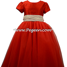 Red tulle flower girl dresses