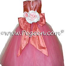 Coral Rose and Sunset(coral) silk flower girl dresses 402 Gumdrop Tulle