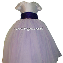 Lavender and Deep Tulle flower girl dresses Pegeen Couture Style 402