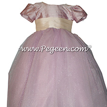 Flower girl Dresses in Light Plum with a Special Back Flower