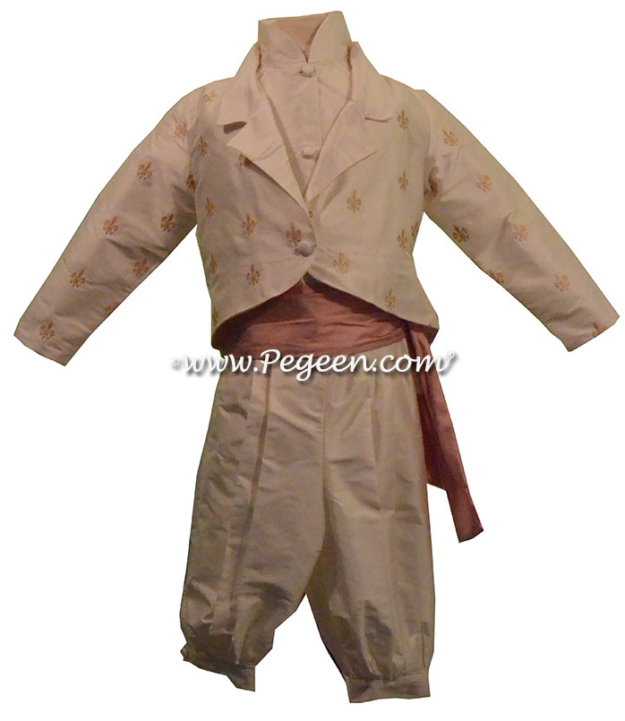 Style 590 Boys Ring Bearer Suit in New Ivory and Peach