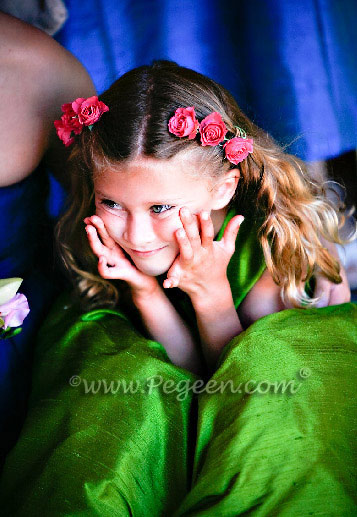 Grass Green Silk  - Flower Girl Dress