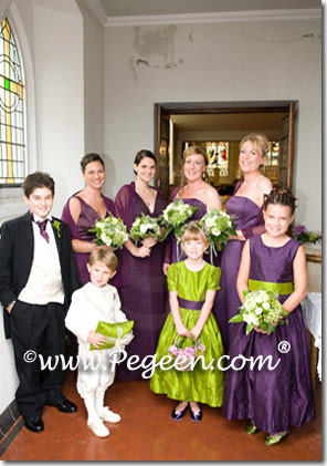 green and grape ring bearers and flower girl dress