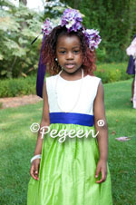 Purple and Green flower girl dresses with back flowers