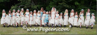 Junior Bridesmaids Dresses in Creme and Aqua by Pegeen