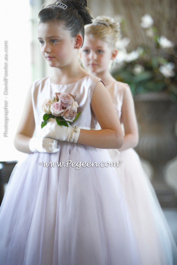 2013 Flower Girl Dress of The Year in Peony Pink and Lavender Tulle and Silk Pegeen Couture Style 402