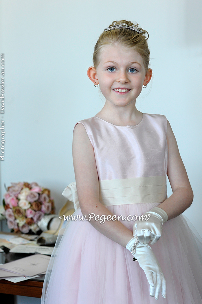 2013 Flower Girl Dress of The Year in Peony Pink and Lavender Tulle and Silk Pegeen Couture Style 402