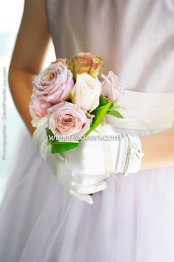 2013 Flower Girl Dress of The Year in Peony Pink and Lavender Tulle and Silk Pegeen Couture Style 402