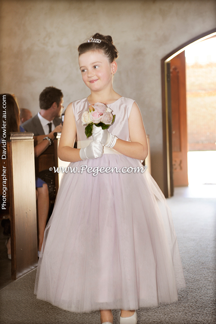 2013 Flower Girl Dress of The Year in Peony Pink and Lavender Tulle and Silk Pegeen Couture Style 402