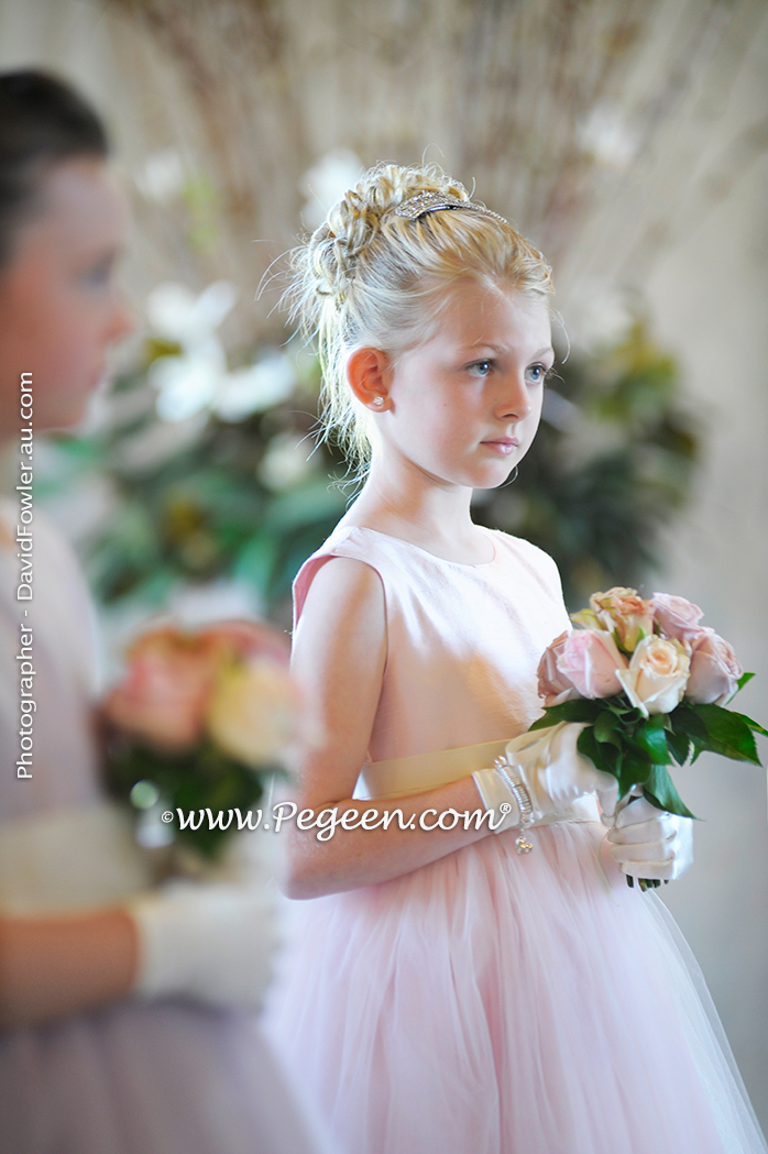 2013 Flower Girl Dress of The Year in Peony Pink and Lavender Tulle and Silk Pegeen Couture Style 402