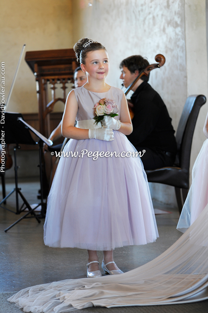 2013 Flower Girl Dress of The Year in Peony Pink and Lavender Tulle and Silk Pegeen Couture Style 402