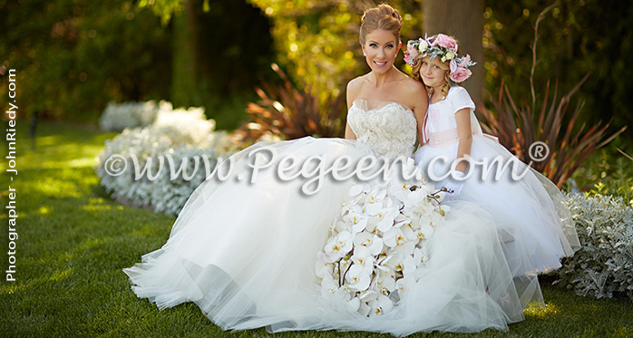 Flower Girl Dresses/California Splendor Wedding of the Year 2014 in Antique White and Peony Pink Style 902