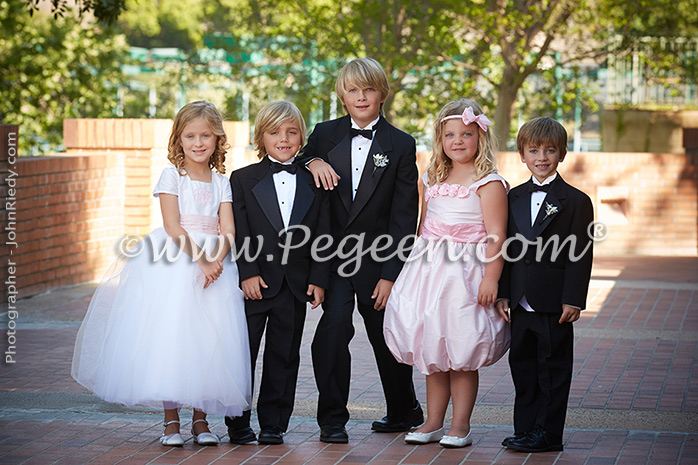 Flower Girl Dresses/California Luxury Wedding of the Year 2014 in Antique White and Peony Pink Style 902 - From the Fairytale Flower Girl Dress Collection in Silk and Tulle with Monogramming