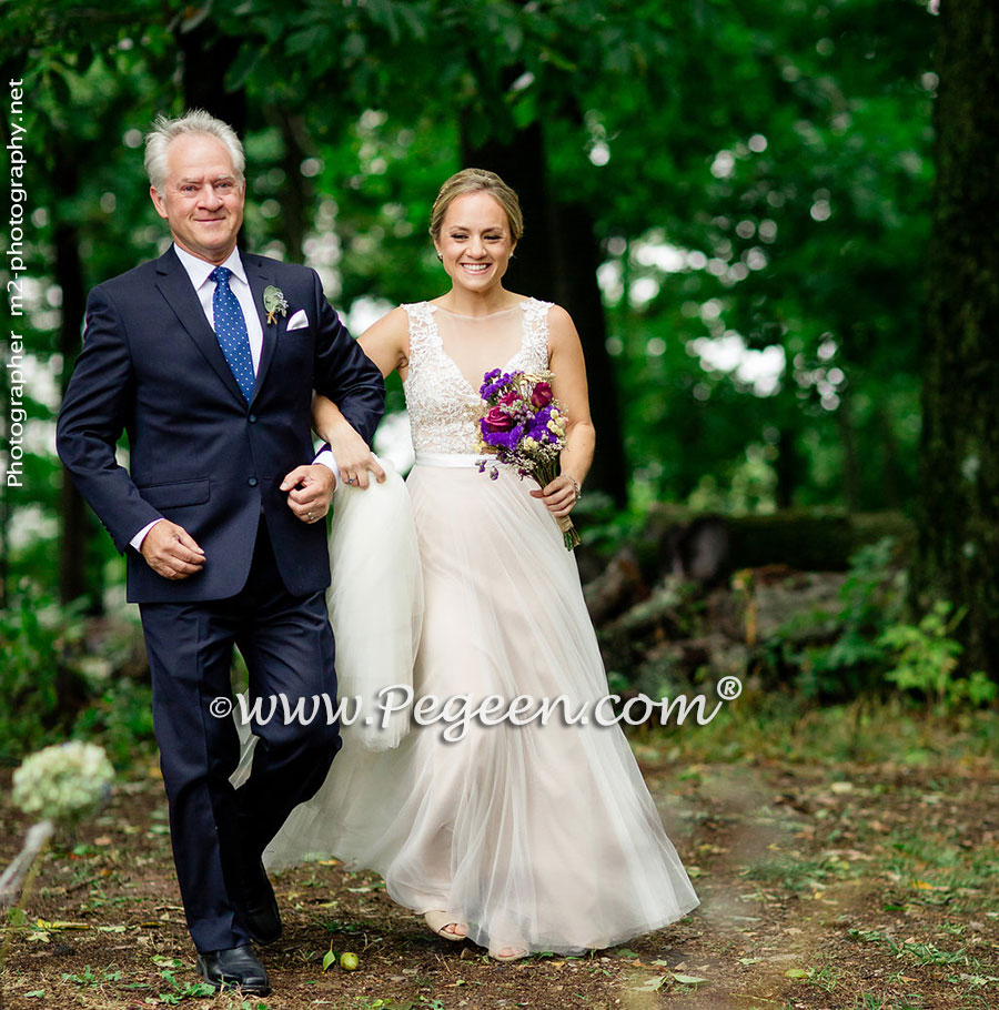 2016 Back Yard Wedding/Flower Girl Dress of the Year in silk and tulle, Swarovski Crystals and Burnout Lace